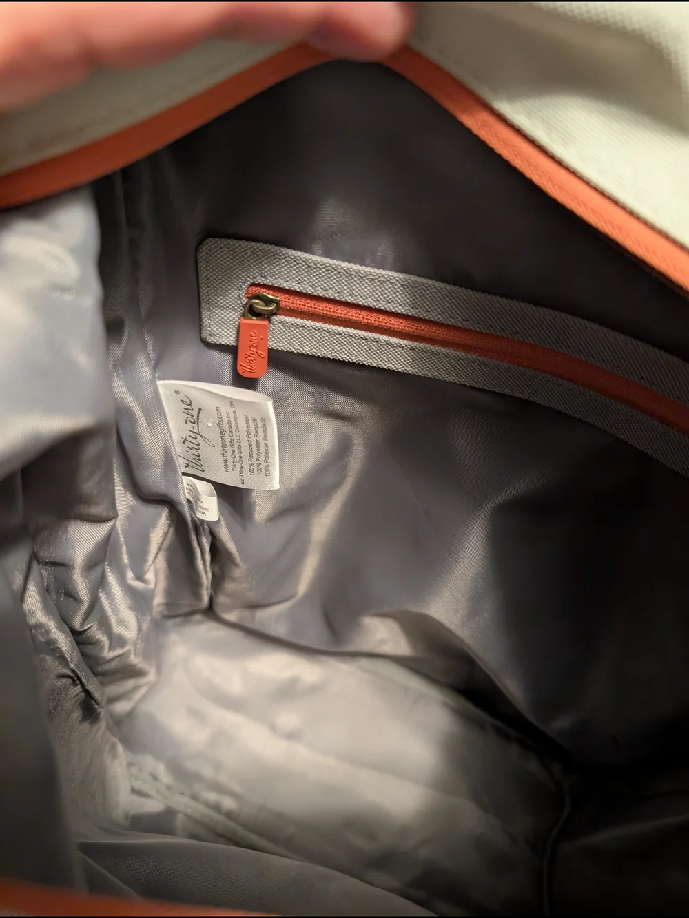 Thirty-One Gray and Orange Backpack Shoulder Bag